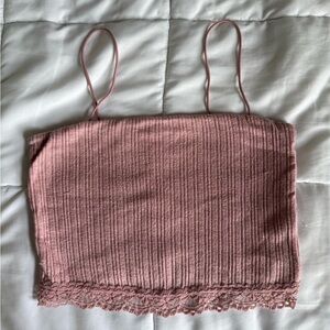 Aeropostale Dusty Rose Ribbed Lace-Trim Cami